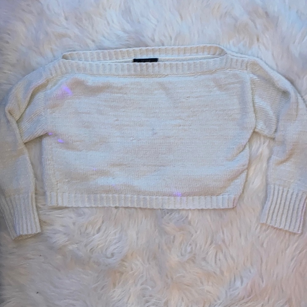white off the shoulder knit shirt size small